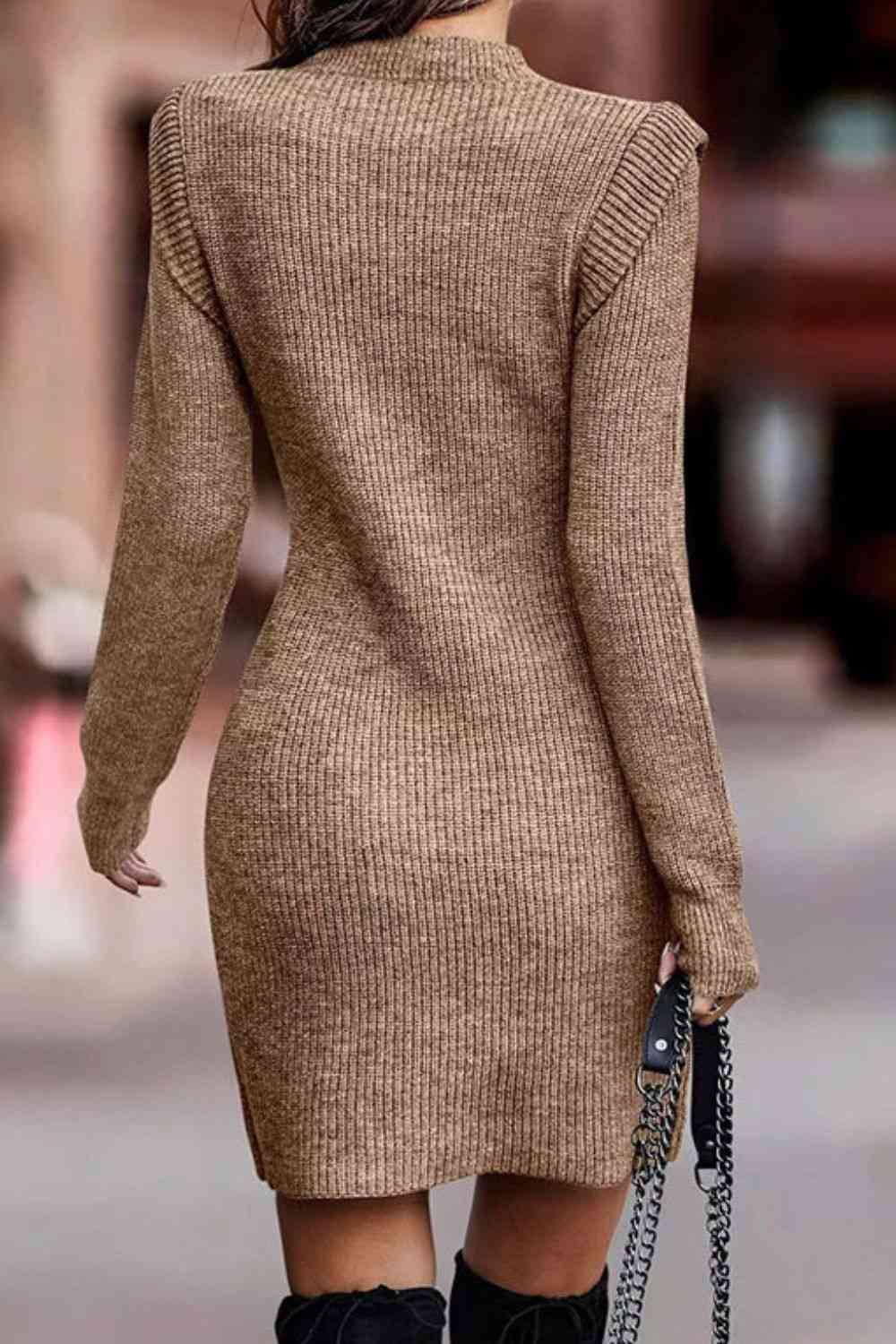 Rib-Knit Round Neck Sweater Dress - Posh Country Lifestyle Marketplace