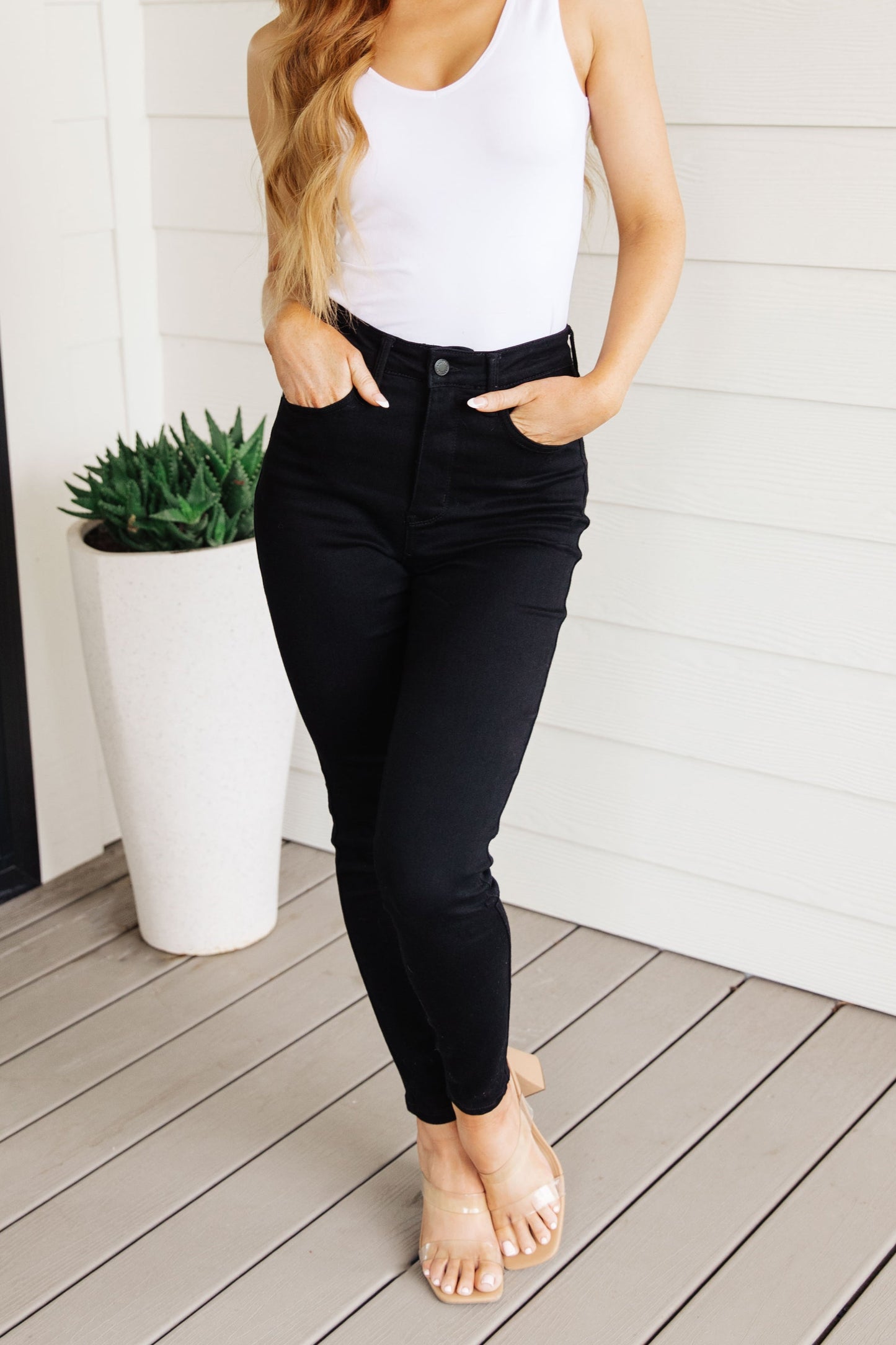 Audrey High Rise Control Top Classic Skinny Jeans in Black - Posh Country Lifestyle Marketplace