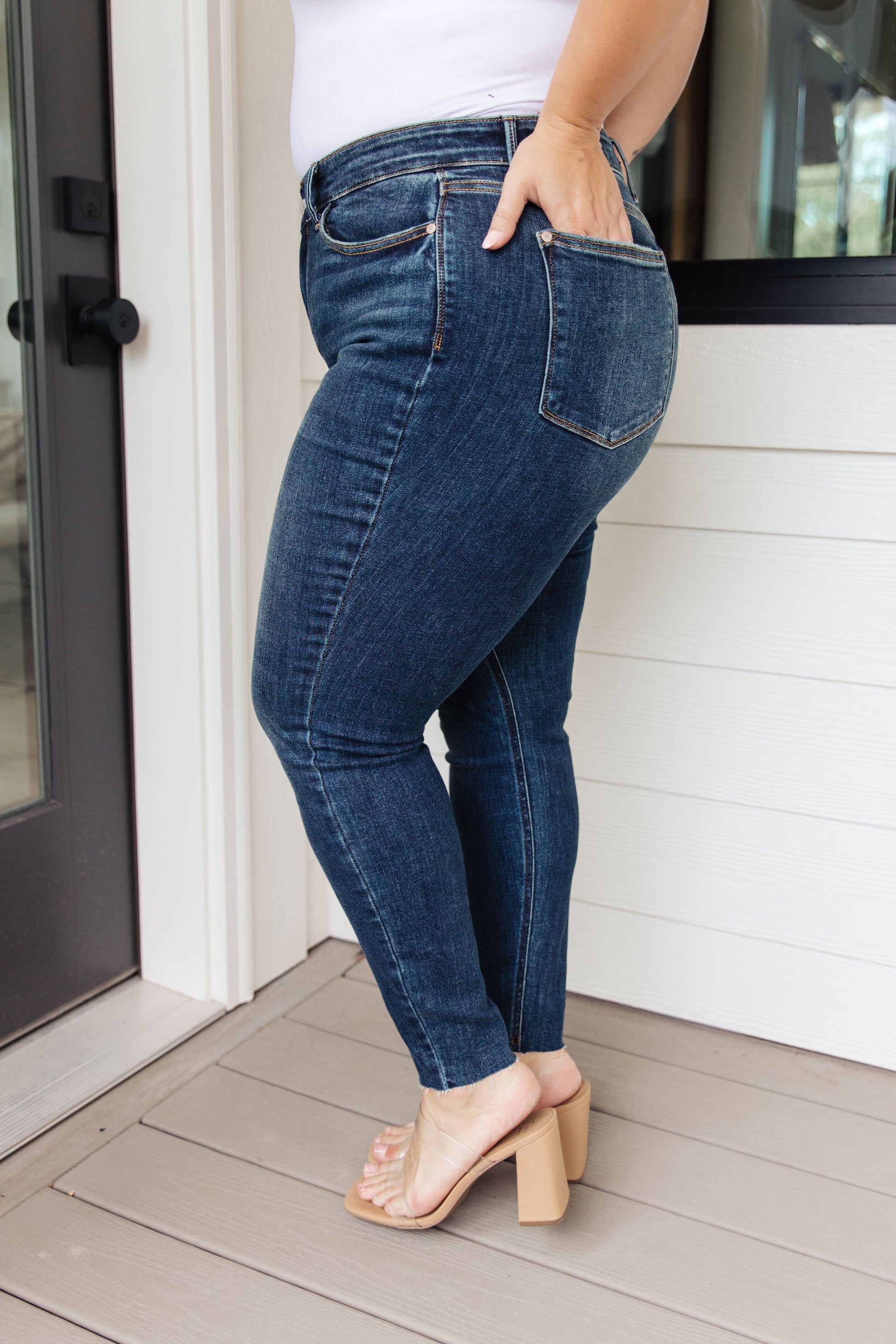 Lydia Mid Rise Vintage Raw Hem Skinny Jeans - Posh Country Lifestyle Marketplace